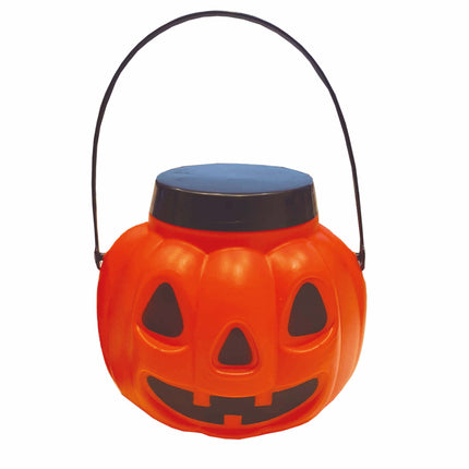 Seau à bonbons Halloween Couvercle Citrouille 15cm