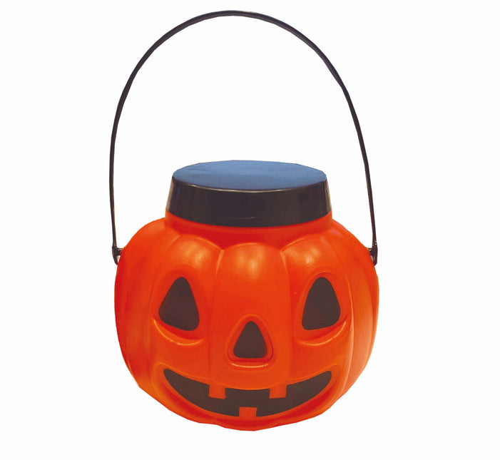 Seau à bonbons Halloween Couvercle Citrouille 15cm