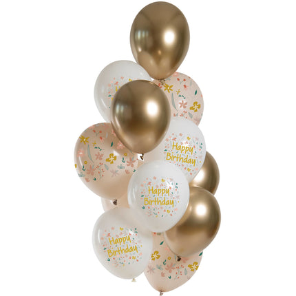 Joyeux anniversaire Ballons Fleurs 33cm 12pcs