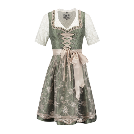 Pink White Creme Dirndl Dress Oktoberfest Ladies Jaquard Grey