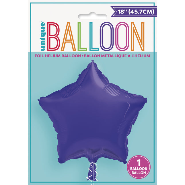 Ballon à l'hélium étoile violet vide 45cm