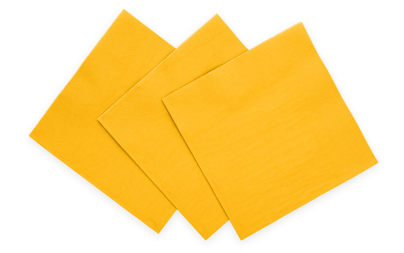 Serviettes de table jaunes 3 couches 33cm 20pcs