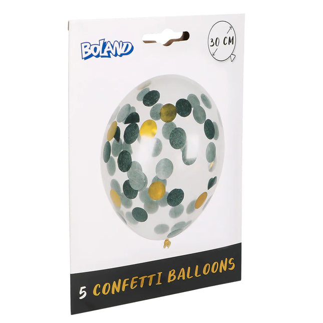 Ballons Confetti Noir Or Argent 5pcs