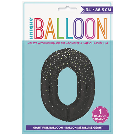 0 Year Figure Balloon Black Dots 86cm