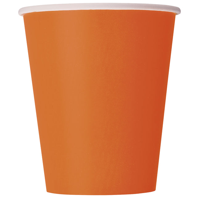 Gobelets orange en carton 266ml 14pcs