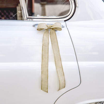 Ensemble de décoration de voiture - nœuds en toile de jute pour mariage