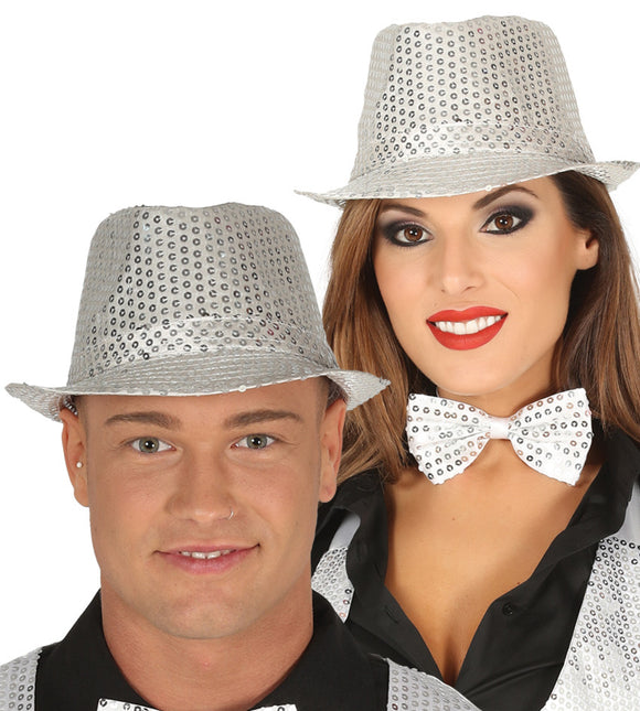 Chapeau à paillettes argentées