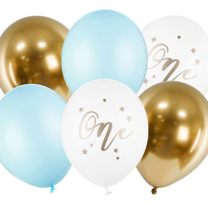 Ballons One Mix Bleu 30cm 6pcs