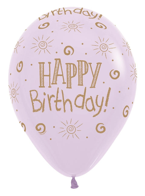 Ballons Happy Birthday Sun Pastel Matte Mix 30cm 25pcs