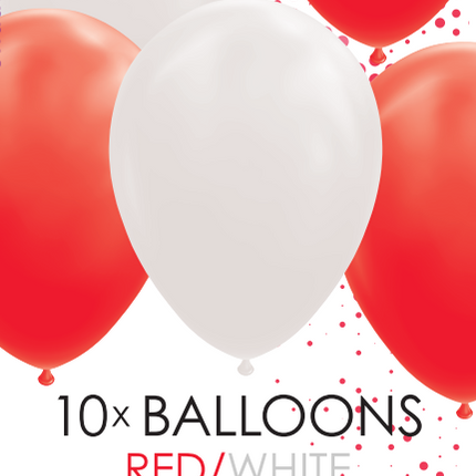 Ballons rouges et blancs 30cm 10pcs