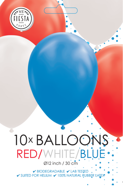 Ballons rouge blanc bleu 30cm 10pcs