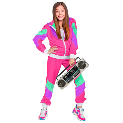 Neon 80S Tracksuit Faulty Pink Enfant