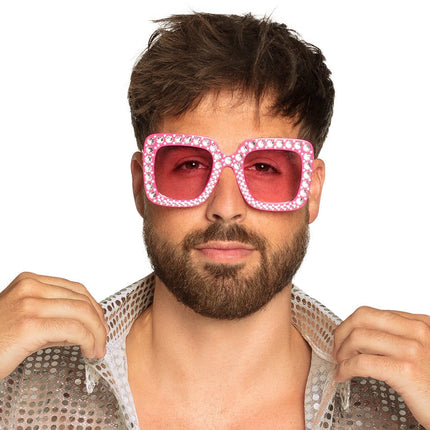 Lunettes de fête rose pailleté