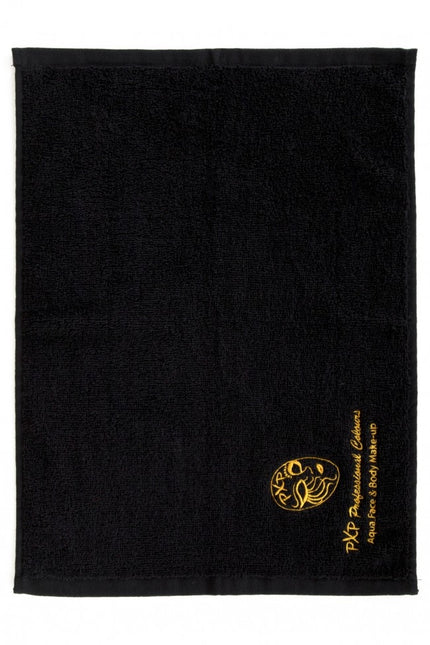 Serviette de bain PXP noire avec logo brodé en or