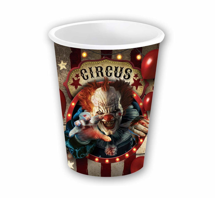 Tasses d'Halloween Clown 240ml 6pcs