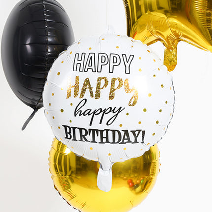 Ballon à l'hélium Happy Birthday Golden Dots Vide 45cm