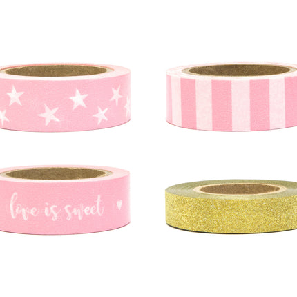 Ruban adhésif Washi Tape Rose Clair Or 10m 4pcs