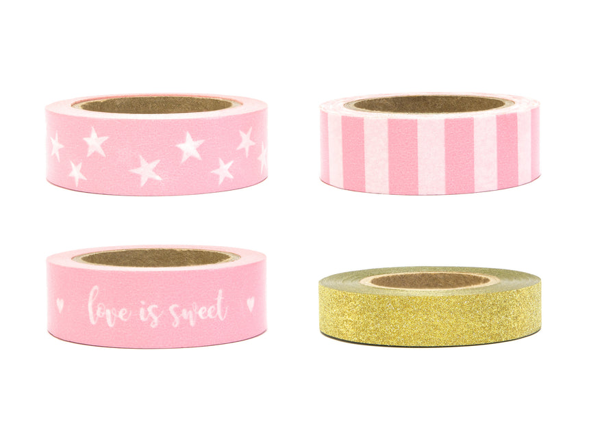 Ruban adhésif Washi Tape Rose Clair Or 10m 4pcs