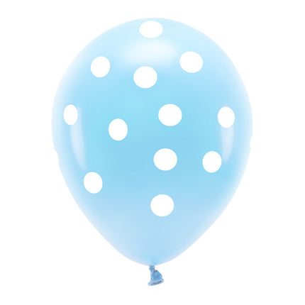 Ballons de baudruche bleu clair à pois blancs 33cm 6pcs