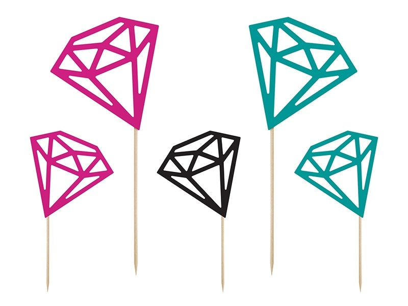 Décorations pour petits gâteaux Diamant 25.5cm 5pcs