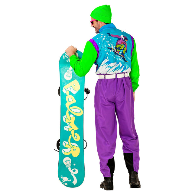 Combinaison de ski néon des années 80 Snowboarder