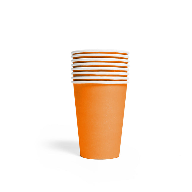 Gobelets orange en papier 210ml 8pcs