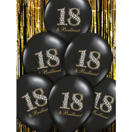 Ballons 18 ans et brillants noirs 30cm 6pcs