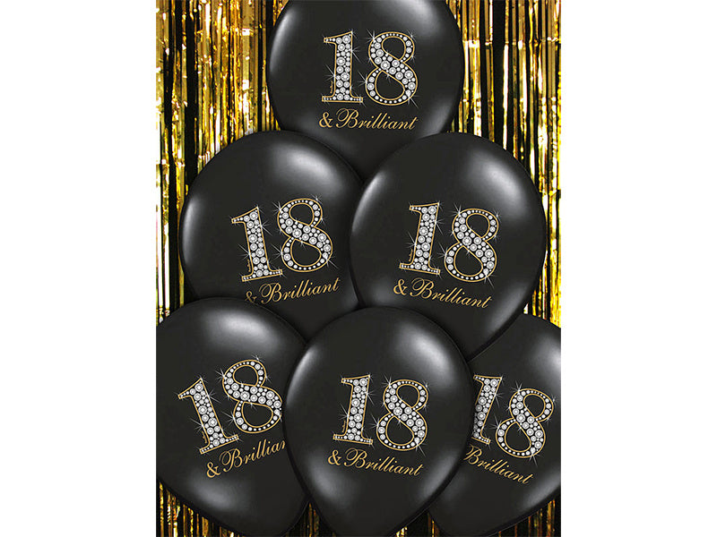 Ballons 18 ans et brillants noirs 30cm 6pcs