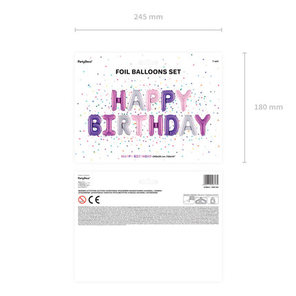 Jeu de ballons de lettres Happy Birthday Purple Mix Empty 3.4m