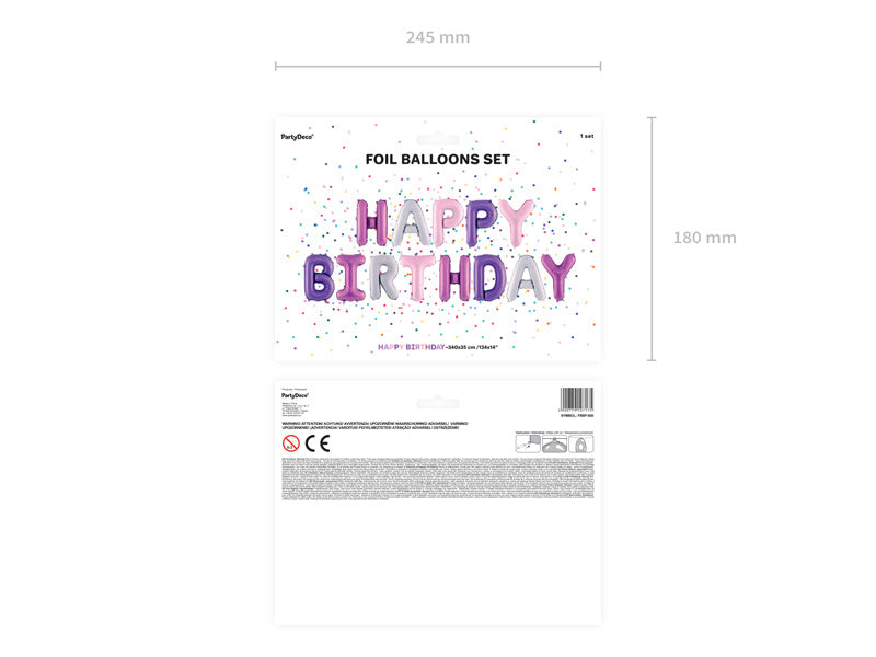 Jeu de ballons de lettres Happy Birthday Purple Mix Empty 3.4m