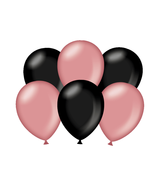 Ballons de baudruche noir/rose métallisé 30cm 6pcs
