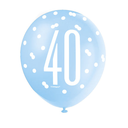 Ballons 40 Years Dots Blue 30cm 6pcs