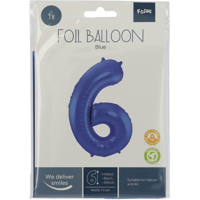 Ballon de baudruche Figure 6 Bleu mat XL 86cm vide