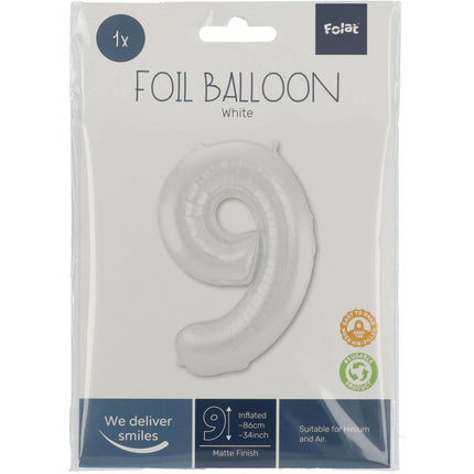 Ballon de baudruche Figure 9 Blanc mat XL 86cm vide