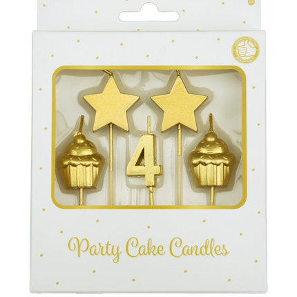 Bougies 4 Years Cupcake Gold 17,5cm