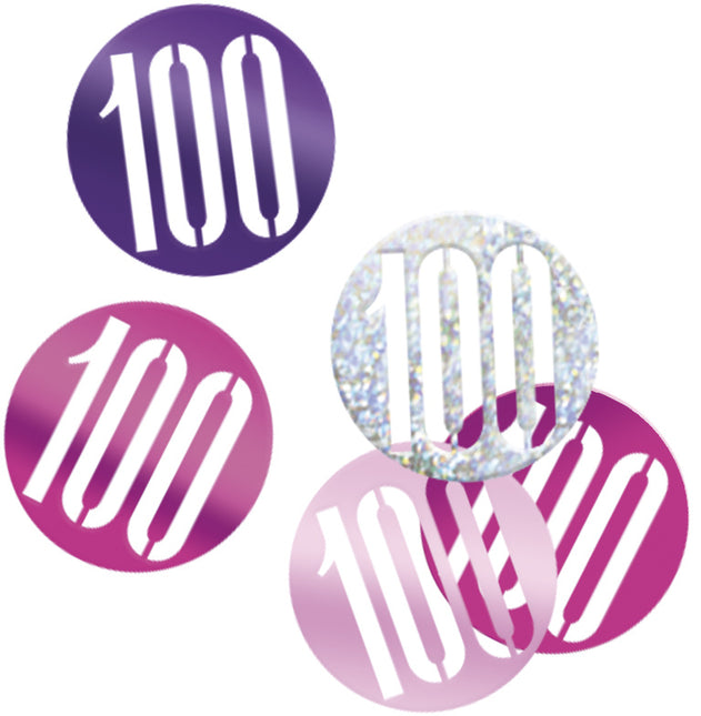 Confetti de table 100 ans Rose 14gr