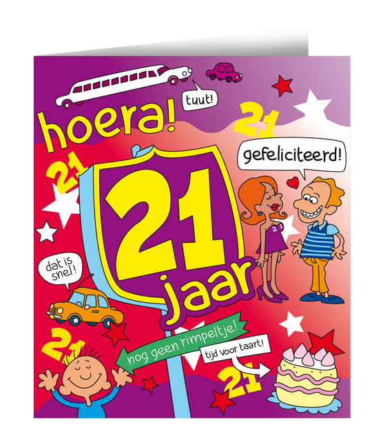 Carte d'anniversaire 21 Years Cartoon 16.5cm