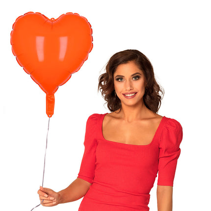 Ballon à l'hélium orange coeur 45cm