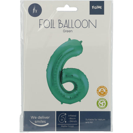 Ballon de baudruche Figure 6 Vert mat XL 86cm vide