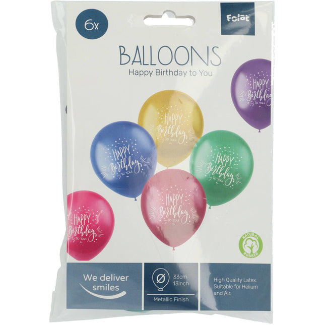 Ballons Happy Birthday To You Coloured 33cm 6pcs