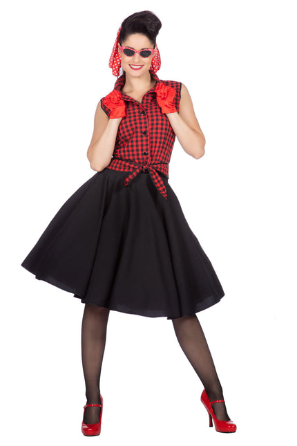 Rock N Roll 50S Robe Noir Rouge Dames