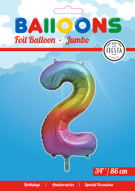 Ballon de baudruche Figure 2 Arc-en-ciel XL 86cm vide