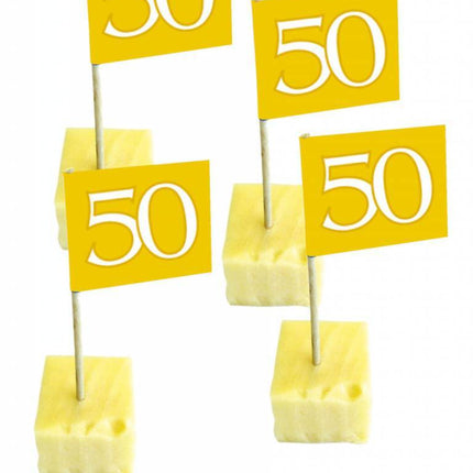 Pique drapeaux 50 ans or 50pcs