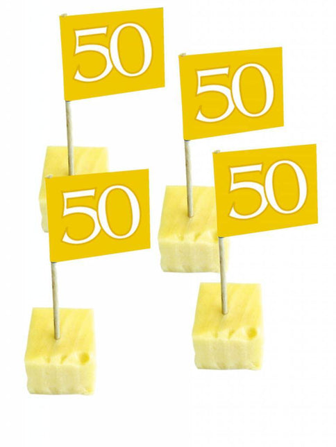 Pique drapeaux 50 ans or 50pcs