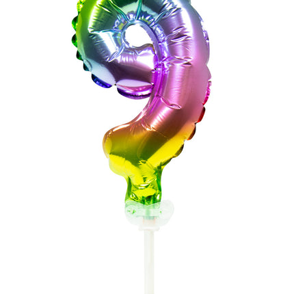 Ballon de baudruche Figure 9 Arc-en-ciel 13cm avec bâton