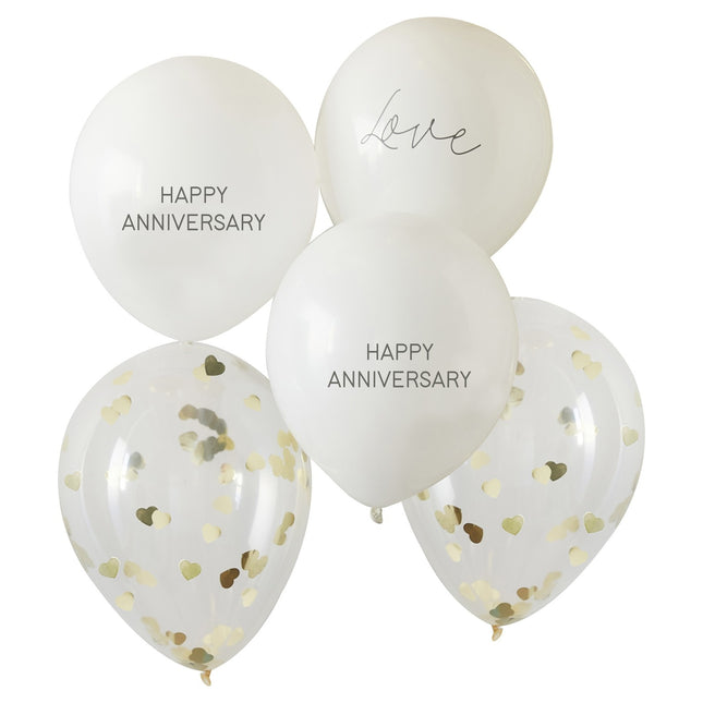 Ballons Happy Anniversary 30cm 5pcs