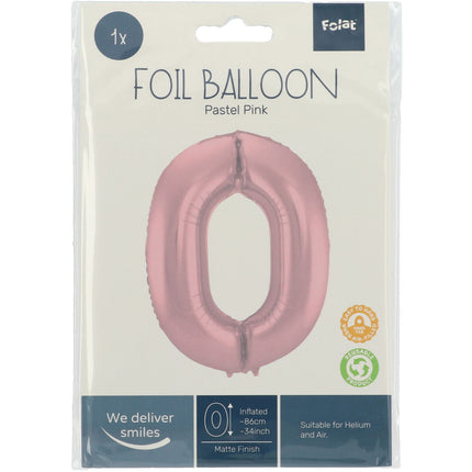 Ballon de baudruche Figure 0 Pastel Pink XL 86cm vide