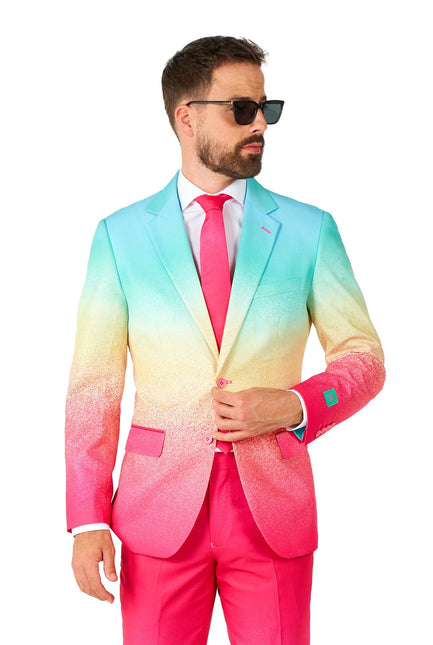 Costume bleu fuchsia arc-en-ciel Hommes OppoSuits