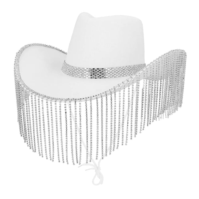 Chapeau de cowgirl blanc Showgirl