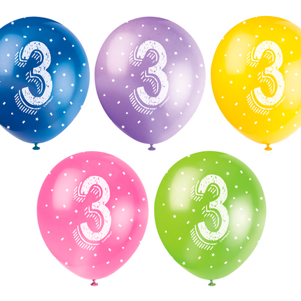 Ballons 3 ans Confetti 30cm 5pcs